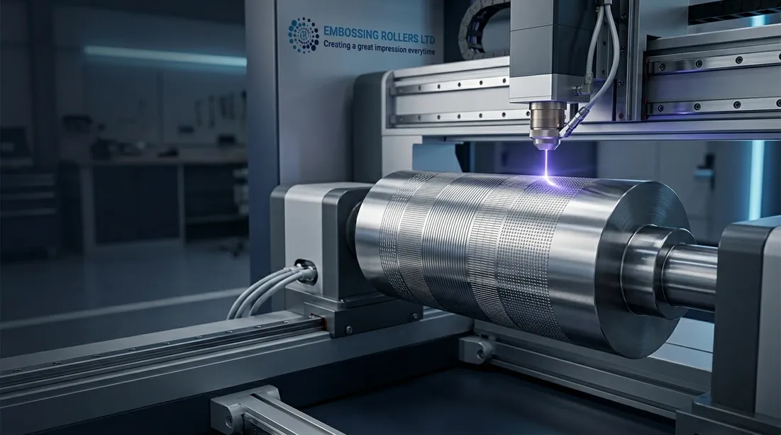 Precision laser engraving process on an embossing roller