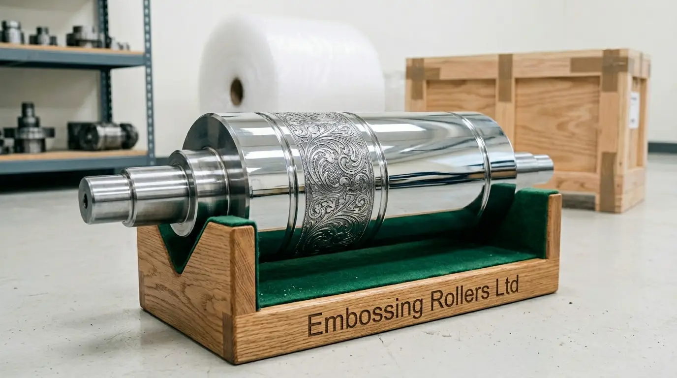 Finished refurbished embossing roller ready for despatch