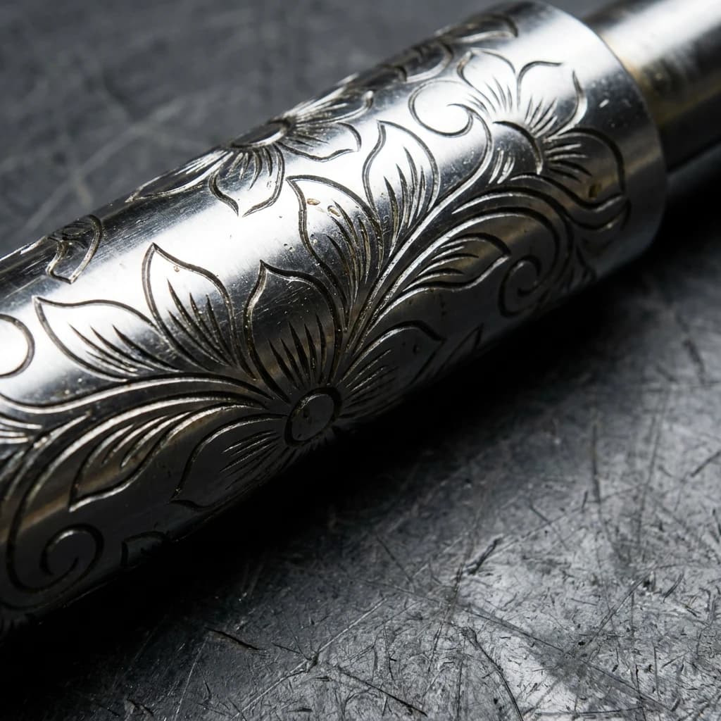 Natural view of an engraved embossing roller before digital scan comparison