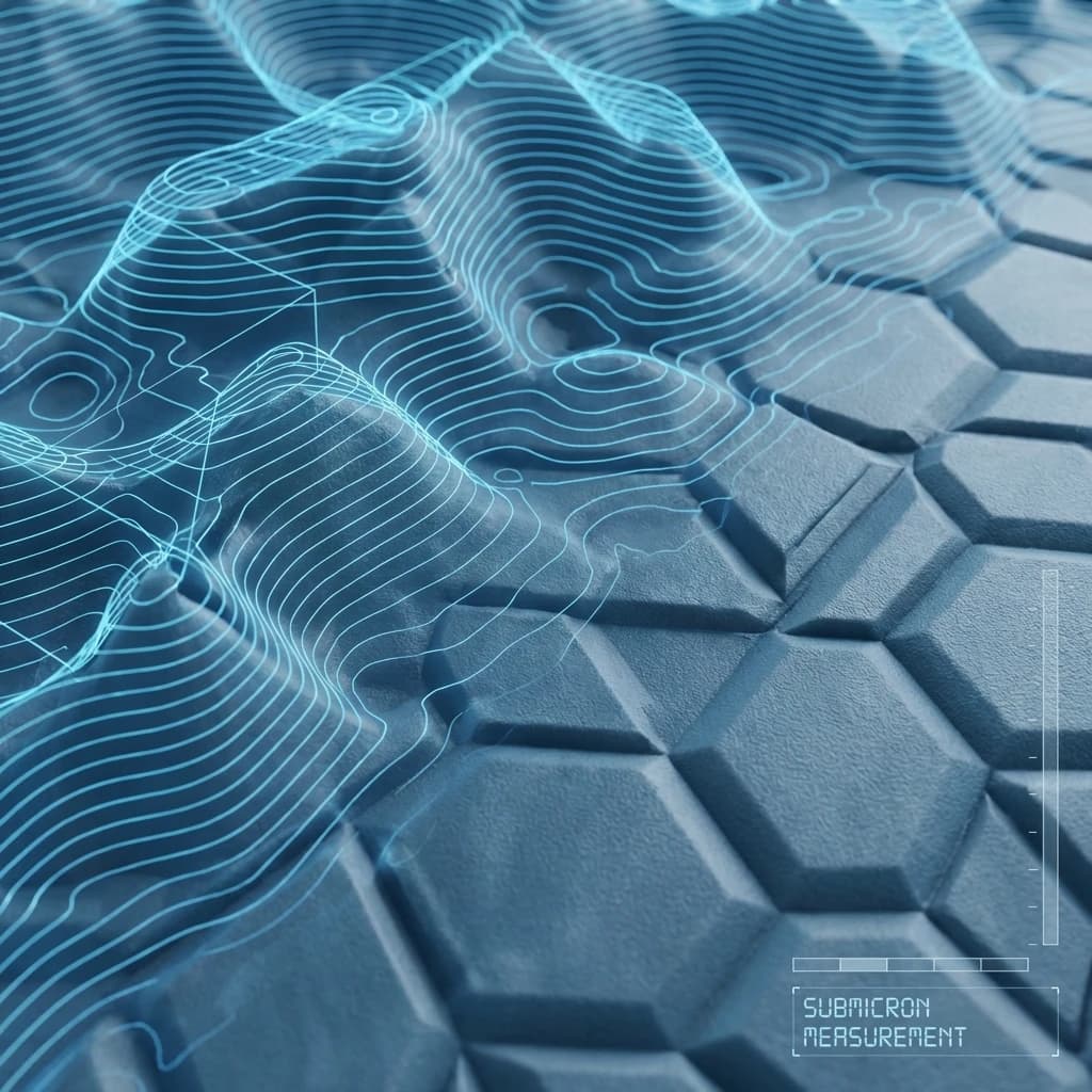 Close-up surface texture with digital pattern overlay showing scan detail